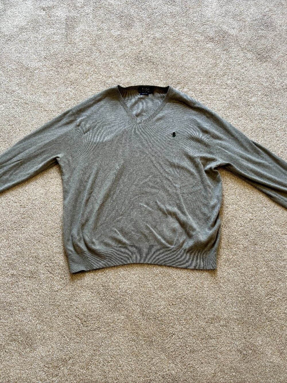 Men's Polo Ralph Lauren Sage Pima Cotton V-Neck Sweater - Large